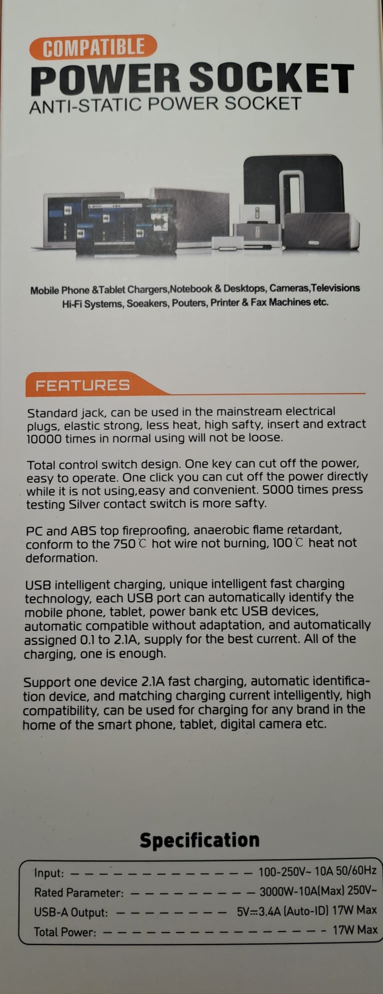 Prelungitor "smart" cu patru shucko, patru USB A,doua USB C si Wireless charger